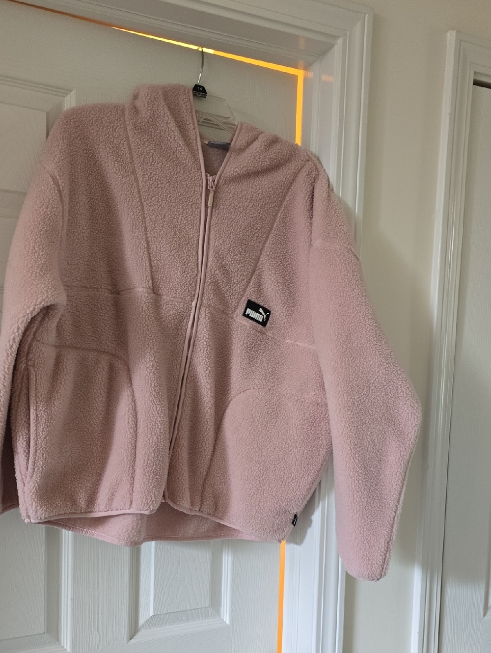 Puma Light Pink Sherpa Zip-Up Hoodie